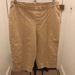 Isaac Mizrahi Live Beige Pull-On Long Shorts Elastic Waist Faux Fly/Pckts Preown